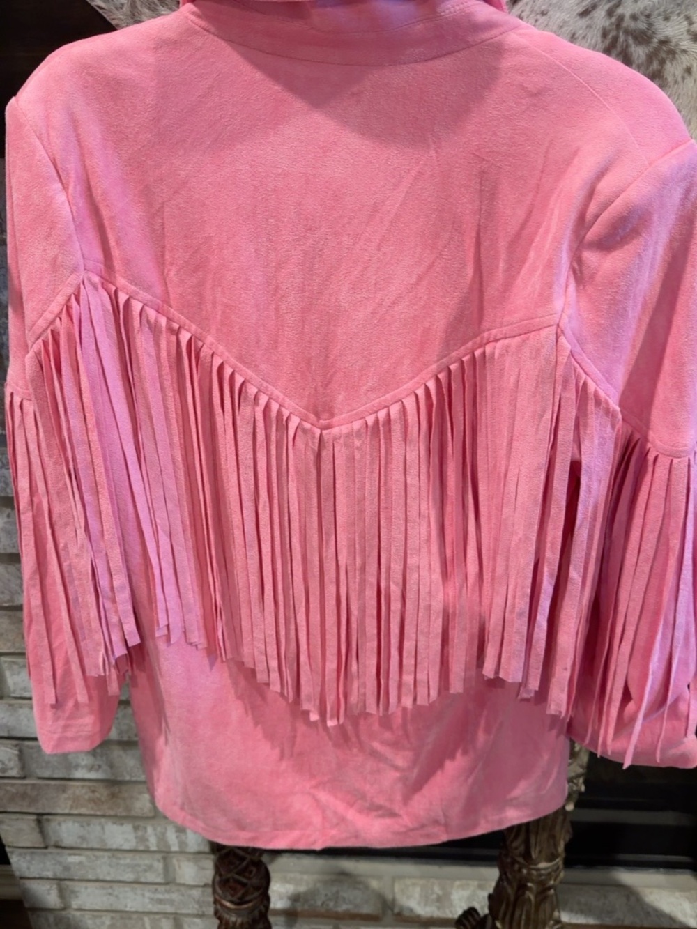NWT Blue B Pink Faux Suede Fringe Western Jacket Blazer Size M - Picture 3 of 6